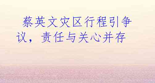 蔡英文灾区行程引争议,责任与关心并存