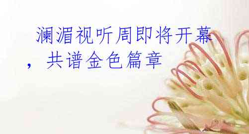澜湄视听周即将开幕,共谱金色篇章