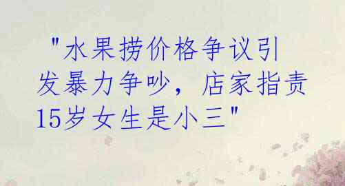 "水果捞价格争议引发暴力争吵,店家指责15岁女生是小三"
