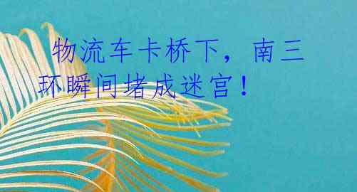 物流车卡桥下,南三环瞬间堵成迷宫!