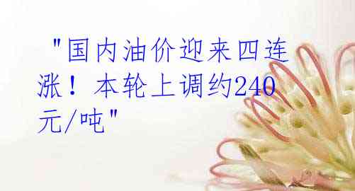 "国内油价迎来四连涨!本轮上调约240元/吨"