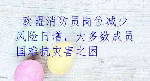 欧盟消防员岗位减少风险日增,大多数成员国难抗灾害之困