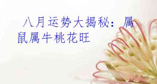 八月运势大揭秘:属鼠属牛桃花旺