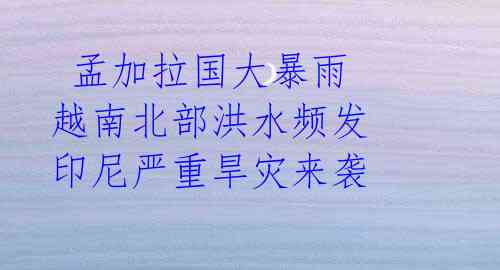 孟加拉国大暴雨 越南北部洪水频发 印尼严重旱灾来袭