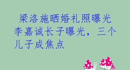 梁洛施晒婚礼照曝光 李嘉诚长子曝光,三个儿子成焦点