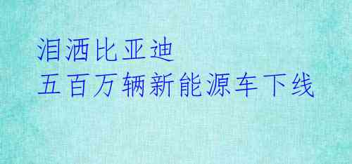 泪洒比亚迪 五百万辆新能源车下线