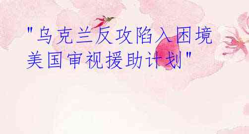 "乌克兰反攻陷入困境 美国审视援助计划"