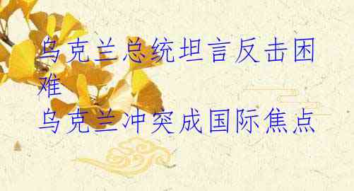 乌克兰总统坦言反击困难 乌克兰冲突成国际焦点