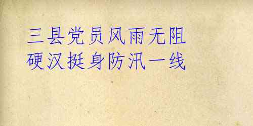 三县党员风雨无阻 硬汉挺身防汛一线