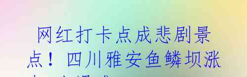  网红打卡点成悲剧景点！四川雅安鱼鳞坝涨水7人遇难 