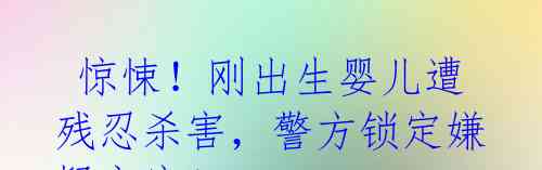 惊悚!刚出生婴儿遭残忍杀害,警方锁定嫌疑家庭!