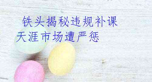 铁头揭秘违规补课 天涯市场遭严惩