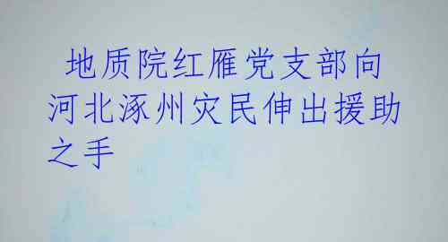 地质院红雁党支部向河北涿州灾民伸出援助之手