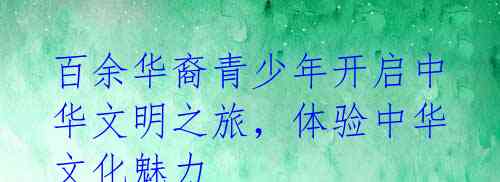百余华裔青少年开启中华文明之旅,体验中华文化魅力