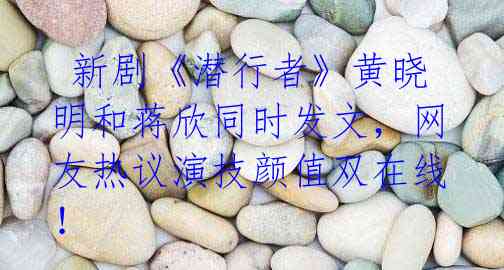 新剧《潜行者》黄晓明和蒋欣同时发文,网友热议演技颜值双在线!