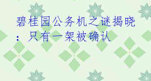 碧桂园公务机之谜揭晓：只有一架被确认