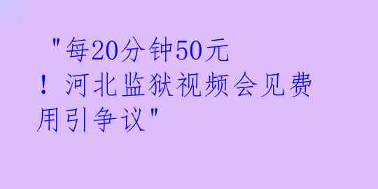  "每20分钟50元！河北监狱视频会见费用引争议"