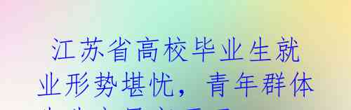  江苏省高校毕业生就业形势堪忧，青年群体失业率居高不下
