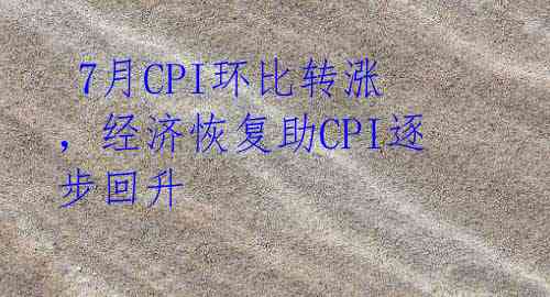  7月CPI环比转涨，经济恢复助CPI逐步回升 