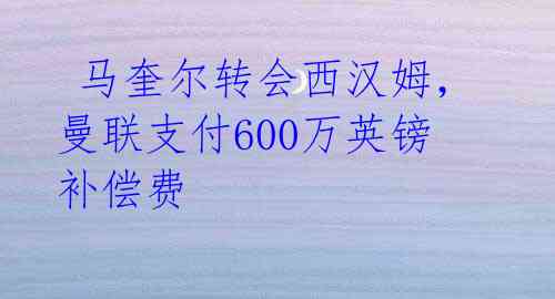 马奎尔转会西汉姆,曼联支付600万英镑补偿费