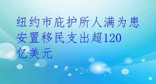  纽约市庇护所人满为患 安置移民支出超120亿美元 