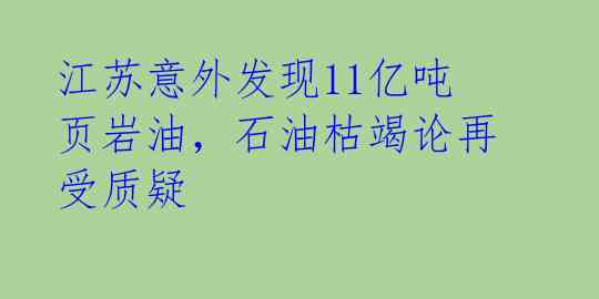 江苏意外发现11亿吨页岩油,石油枯竭论再受质疑