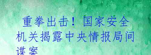 重拳出击!国家安全机关揭露中央情报局间谍案