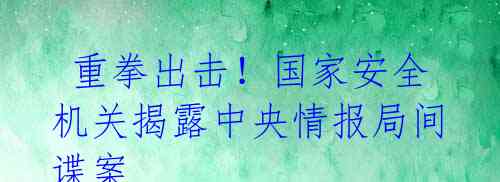  重拳出击！国家安全机关揭露中央情报局间谍案  