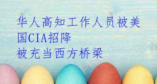 华人高知工作人员被美国CIA招降 被充当西方桥梁