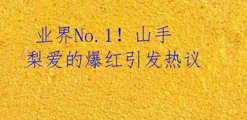 业界No.1!山手梨爱的爆红引发热议