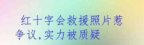 红十字会救援照片惹争议,实力被质疑