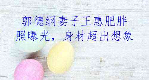 郭德纲妻子王惠肥胖照曝光,身材超出想象