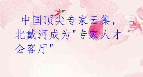  中国顶尖专家云集，北戴河成为"专家人才会客厅"