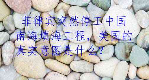 菲律宾突然停工中国南海填海工程,美国的真实意图是什么?