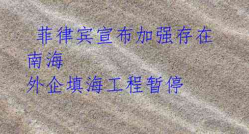 菲律宾宣布加强存在南海 外企填海工程暂停