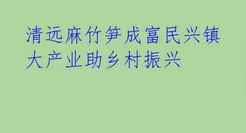  清远麻竹笋成富民兴镇 大产业助乡村振兴 