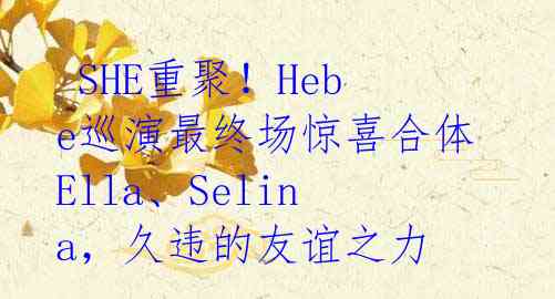  SHE重聚！Hebe巡演最终场惊喜合体Ella、Selina，久违的友谊之力 