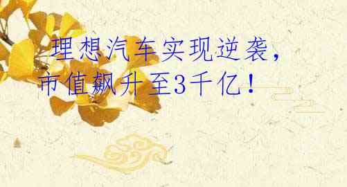  理想汽车实现逆袭，市值飙升至3千亿！
