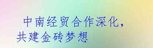 中南经贸合作深化,共建金砖梦想
