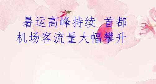 暑运高峰持续 首都机场客流量大幅攀升