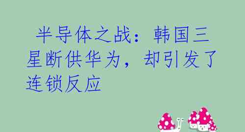 半导体之战:韩国三星断供华为,却引发了连锁反应