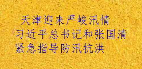  天津迎来严峻汛情 习近平总书记和张国清紧急指导防汛抗洪 