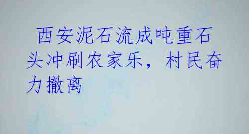 西安泥石流成吨重石头冲刷农家乐,村民奋力撤离