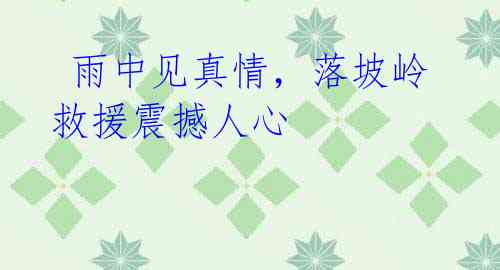 雨中见真情,落坡岭救援震撼人心
