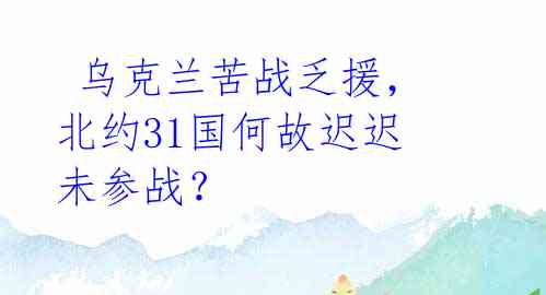  乌克兰苦战乏援，北约31国何故迟迟未参战？ 