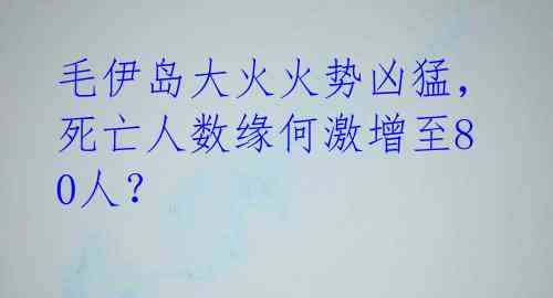 毛伊岛大火火势凶猛，死亡人数缘何激增至80人？ 