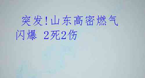  突发!山东高密燃气闪爆 2死2伤 