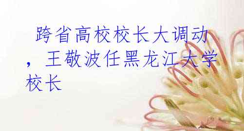 跨省高校校长大调动,王敬波任黑龙江大学校长