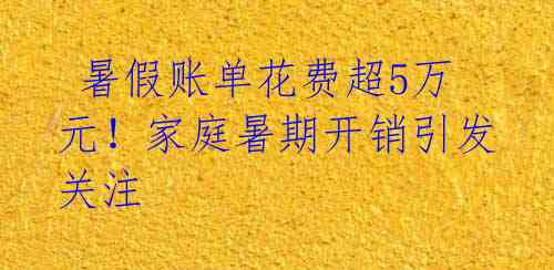 暑假账单花费超5万元!家庭暑期开销引发关注