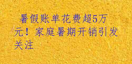  暑假账单花费超5万元！家庭暑期开销引发关注 